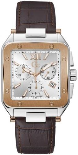 Guess Herreklokke Z08004G1MF Collection Sølvfarget/Lær