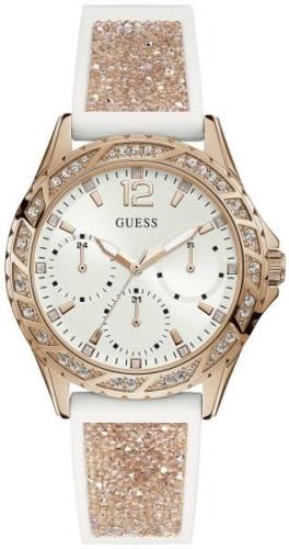 Guess Dameklokke W1096L2 Swirl Hvit/Gummi Ø40 mm