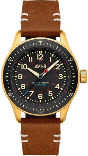 AVI-8 Herreklokke AV-4099-RBL05 Flyboy Sort/Lær Ø40 mm