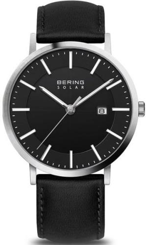 Bering Herreklokke 15439-402 Solar Sort/Lær Ø40 mm