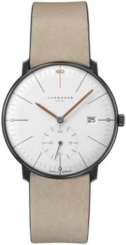 Junghans Herreklokke 58/4100.02 Max Bill Hvit/Lær Ø38 mm