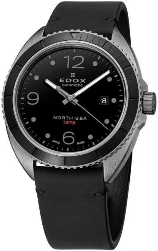 Edox Herreklokke 80118-357NG-N1 North Sea Sort/Lær Ø43 mm