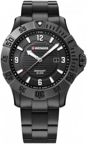 Wenger Herreklokke 01.0641.135 Sort/Stål Ø43 mm