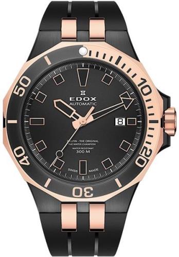 Edox Herreklokke 80110-357NRCA-NIR Delfin Sort/Gummi Ø43 mm