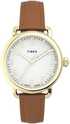 Timex Dameklokke TW2U13300 Standard Hvit/Lær Ø34 mm