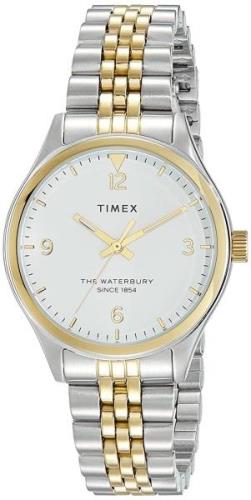 Timex Dameklokke TW2R69500 The Waterbury Hvit/Gulltonet stål Ø34 mm