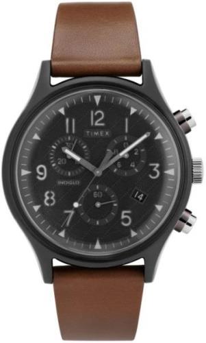 Timex Herreklokke TW2T29600 Sort/Lær Ø42 mm