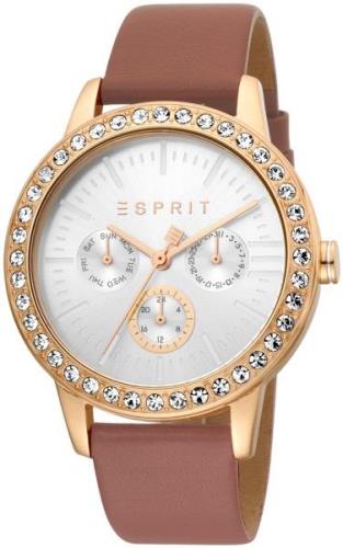 Esprit Dameklokke ES1L138L0045 Sølvfarget/Lær Ø40 mm