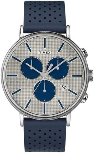 Timex Herreklokke TW2R97700 Sølvfarget/Lær Ø41 mm