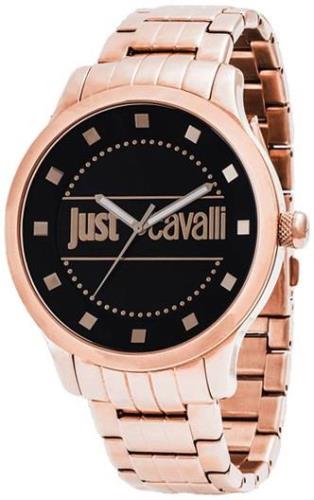 Just Cavalli Dameklokke R7253127524 Huge Sort/Rose-gulltonet stål