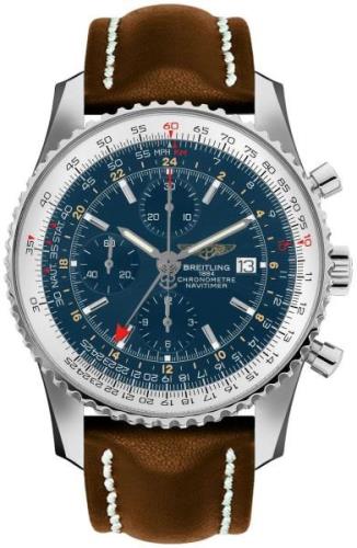 Breitling Herreklokke A24322121C1X2 Navitimer World Blå/Lær Ø46 mm