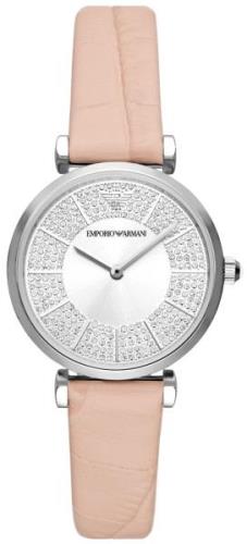 Emporio Armani Dameklokke AR11543 Gianni T-bar Sølvfarget/Lær Ø32