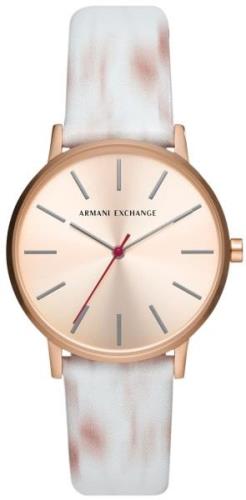 Armani Exchange Dameklokke AX5588 Lola Rosegullfarget/Lær Ø36 mm