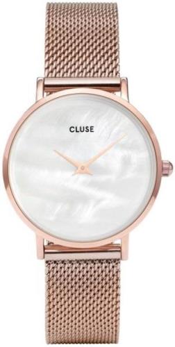 Cluse Dameklokke CL30047 Minuit Hvit/Rose-gulltonet stål Ø33 mm