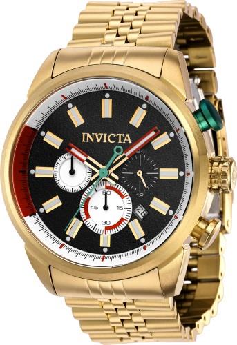 Invicta Herreklokke 39946 Aviator Sort/Gulltonet stål Ø46 mm