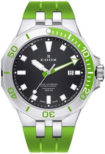 Edox Herreklokke 53015-3VCA-NIN Delfin Sort/Gummi Ø43 mm