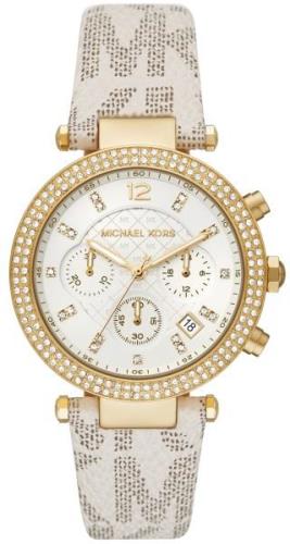 Michael Kors Dameklokke MK6916 Parker Hvit/PVC (Polyvinylklorid) Ø39