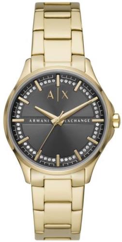 Armani Exchange Dameklokke AX5257 Lady Hampton Grå/Gulltonet stål