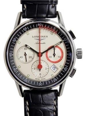 Longines Herreklokke L4.754.4.72.3 Column Wheel Sølvfarget/Lær Ø41