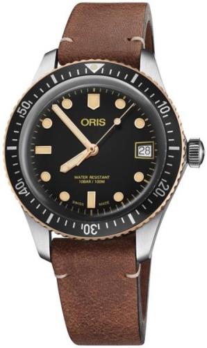 Oris Herreklokke 01 733 7747 4354-07 5 17 45 Diving Sort/Lær Ø36 mm