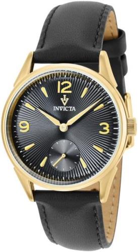 Invicta Herreklokke 37078 Vintage Sort/Lær Ø34 mm