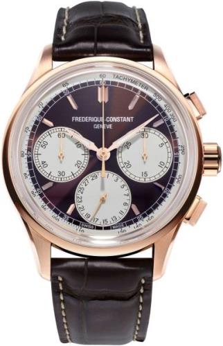 Frederique Constant Herreklokke FC-760CHC4H4 Flyback Brun/Lær Ø42 mm