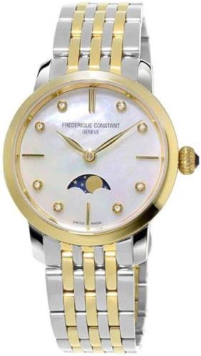 Frederique Constant Dameklokke FC-206MPWD1S3B Slimline Hvit/Gulltonet