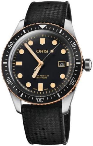 Oris Herreklokke 01 733 7720 4354-07 4 21 18 Diving Sort/Gummi Ø40 mm