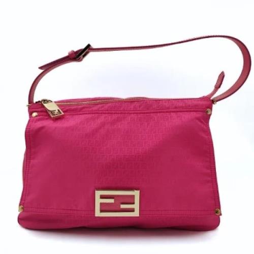 Pre-owned Rosa lerret Fendi baguette mamma