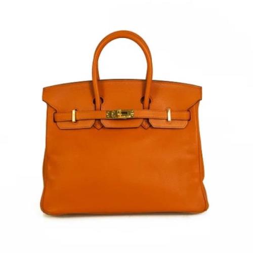 Pre-owned Oransje Hermès Birkin i skinn