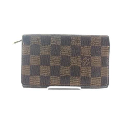 Pre-owned Brunt lerret Louis Vuitton lommebok