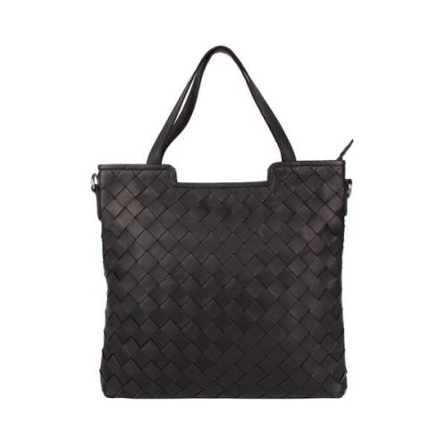 Mørkebrun Tote Bag med Flettet Design