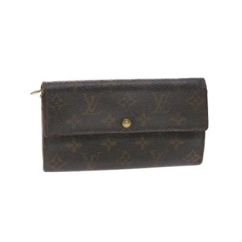 Pre-owned Brunt lerret Louis Vuitton lommebok