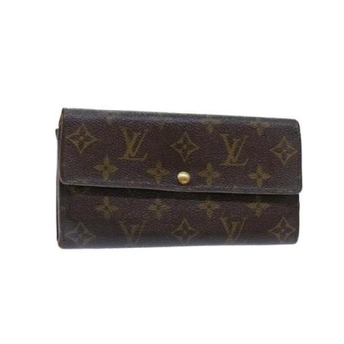 Pre-owned Brunt lerret Louis Vuitton lommebok