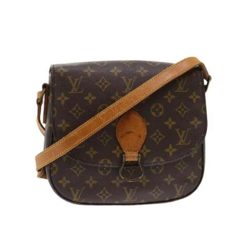 Pre-owned Brunt lerret Louis Vuitton skuldervesker