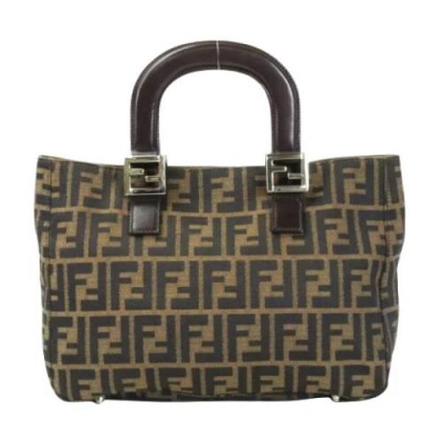 Pre-owned Brunt lerret Fendi veske