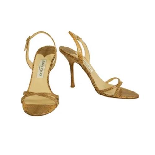 Beige Skinn Strappy Sandaler