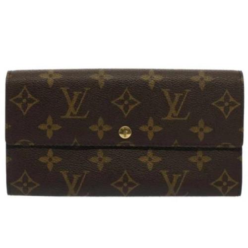 Pre-owned Brunt lerret Louis Vuitton lommebok