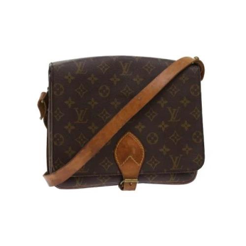 Pre-owned Brunt lerret Louis Vuitton skuldervesker