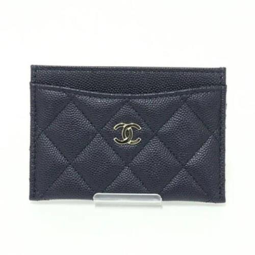 Pre-owned Navy Leather Chanel Case