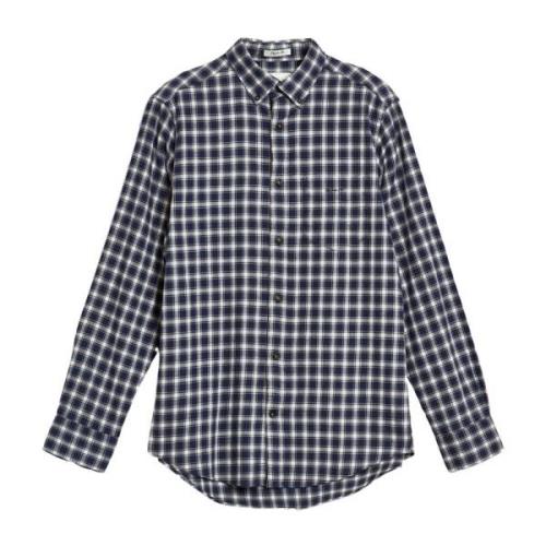Blå Regular Micro Tartan Flanellskjorte