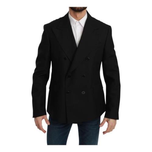 Eksklusiv Sort Slim Fit Blazer i Ullblanding