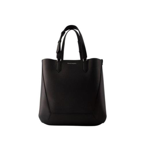 Svart Lær Medium Shopper Bag - The Edge