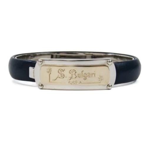 Pre-owned Navy Leather Bvlgari armbånd