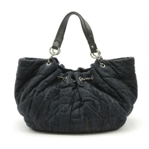 Pre-owned Navy Denim Chanel Tote