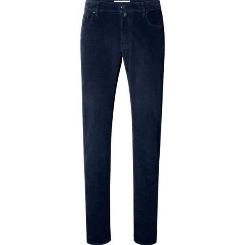 Luksuriøse Marineblå Corduroy Jeans - Regular Slim Fit