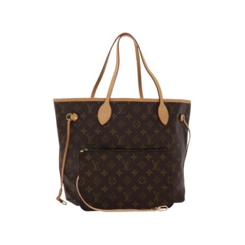 Pre-owned Brunt lerret Louis Vuitton Neverfull