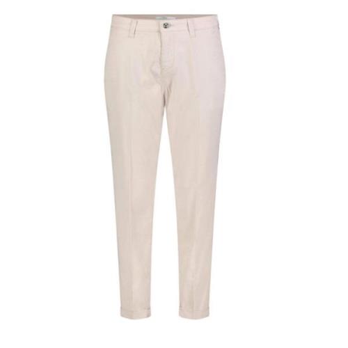 Beige Rulleopp Bomull Chinos