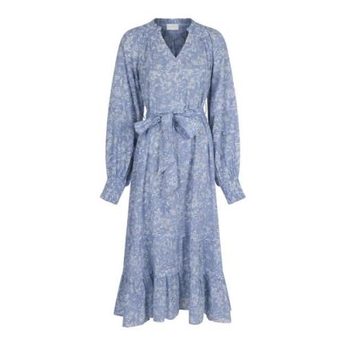 June S Stencil Flower Dress Dusty Blue