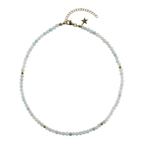 Sunstone Bead Necklace Aquamarine